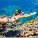Turquoise water at Abu Minqar White Island from private speedboat Hurghada