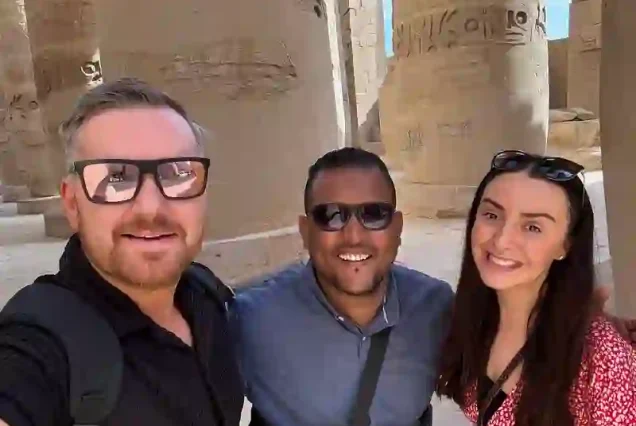 Manolo Tours Egypt private guide at Karnak Hypostyle Hall.