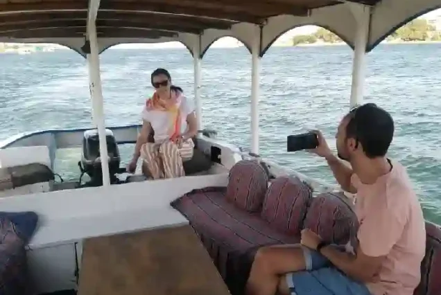 Private boat trip on the Nile during Luxor tour experience.