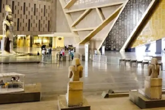 Ancient Egyptian artifacts and statues inside the world-renowned Egyptian Museum.