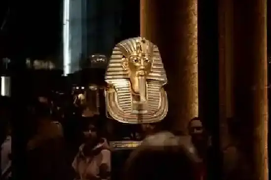 The golden mask of King Tutankhamun, the masterpiece of ancient Egypt.