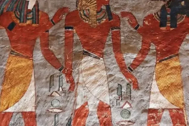 Hieroglyphics and colorful Pharaonic tombs Valley of the Kings.