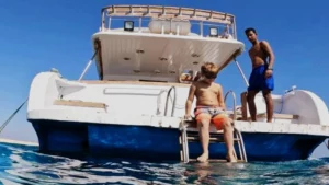 Best Orange Bay trip Hurghada white sandy beach view.