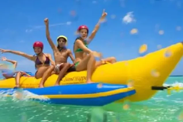 Banana boat water sport activity during Hula Hula Conquest trip.